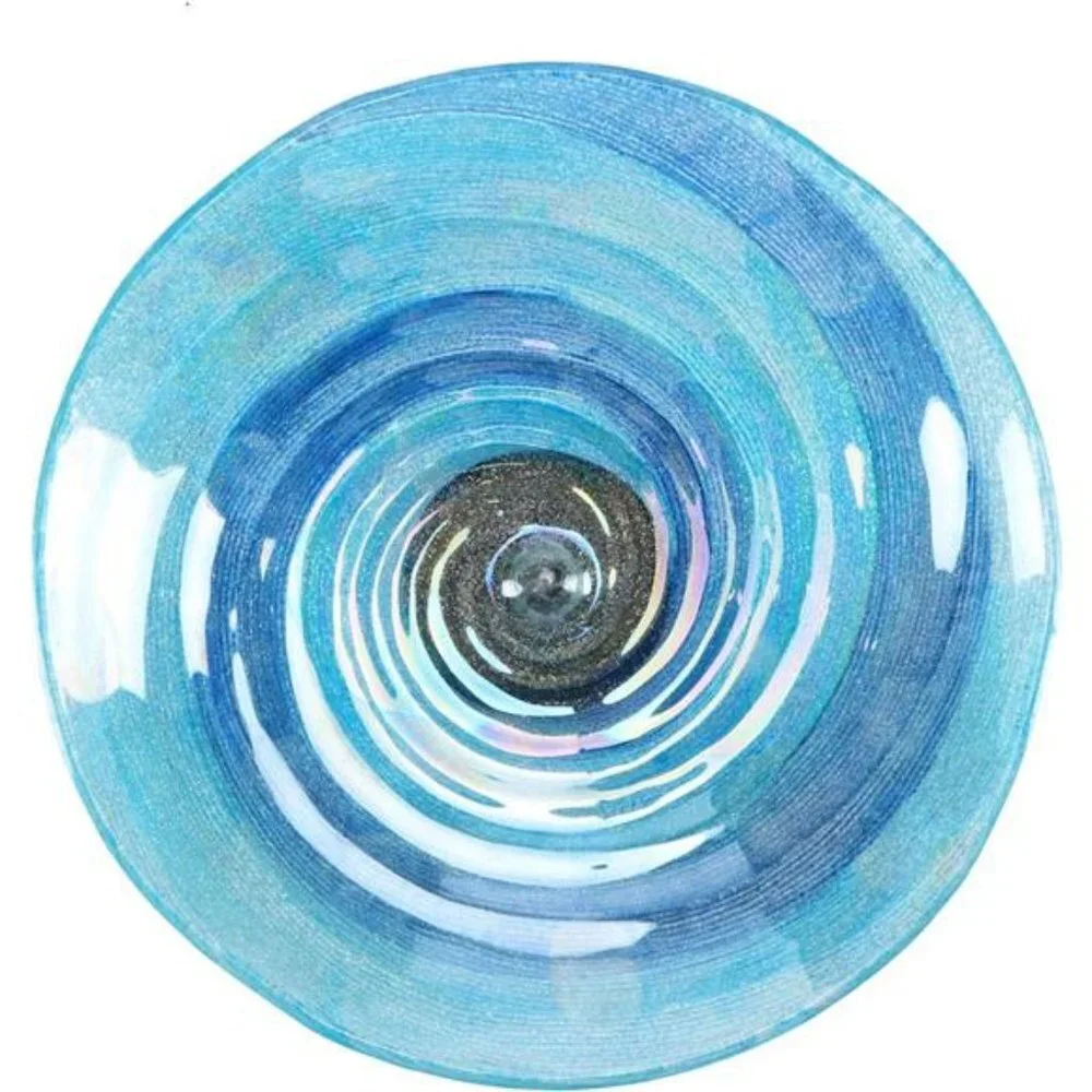Outdoor BirdBath Glass Bird Bath Garden Bird Feeder with Metal Stake